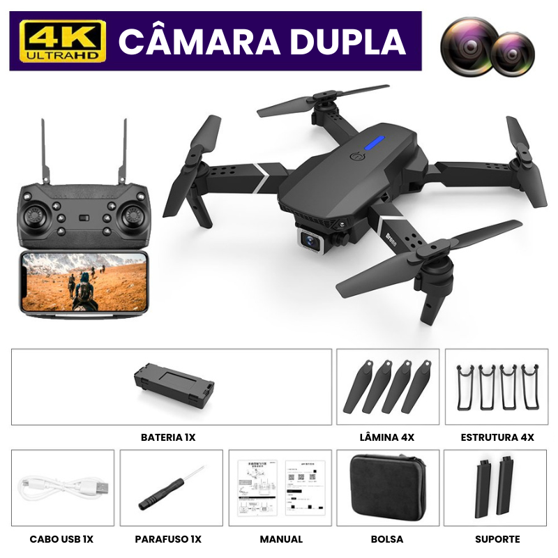 FlyDrone™ - Drone com câmara Full HD 4K (PROMOÇÃO SÓ HOJE) [NOVO]